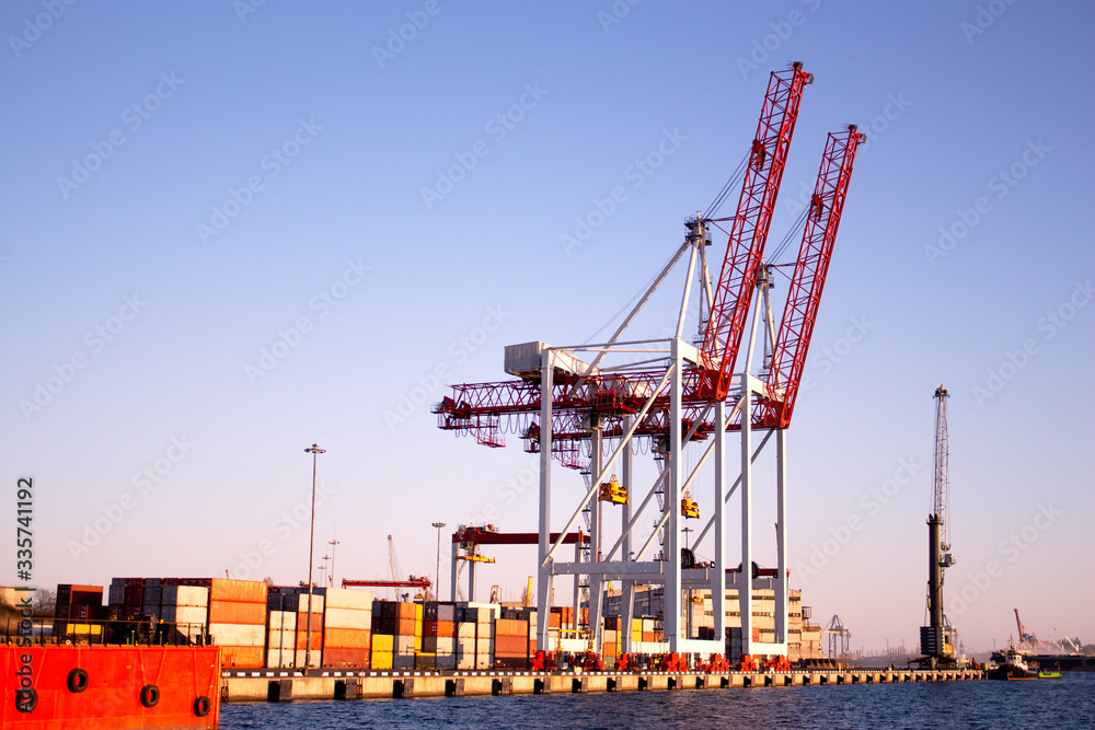 technical equipment in the seaport and freight containers, cargo loading technical equipment in the seaport and freight containers, cargo loading