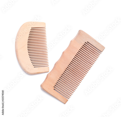 Hair combs on white background