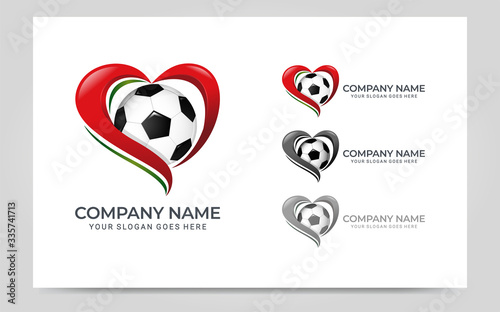 Love soccer logo for club, company or football community. Editable logo design. Vector graphic illustration