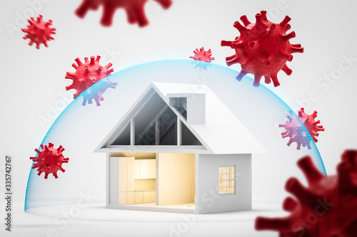House protected from ncov virus, stay home concept
