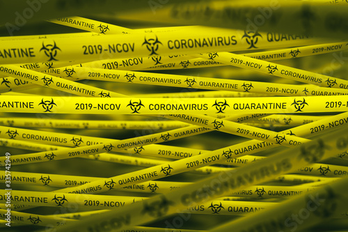 Coronavirus ncov 2019 quarantine tape background photo