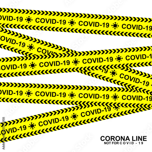 warning sign for coronavirus. symbols are prohibited from crossing territory. quarantine areas from virus outbreaks. plague of wuhan's disease. isolation area markings.