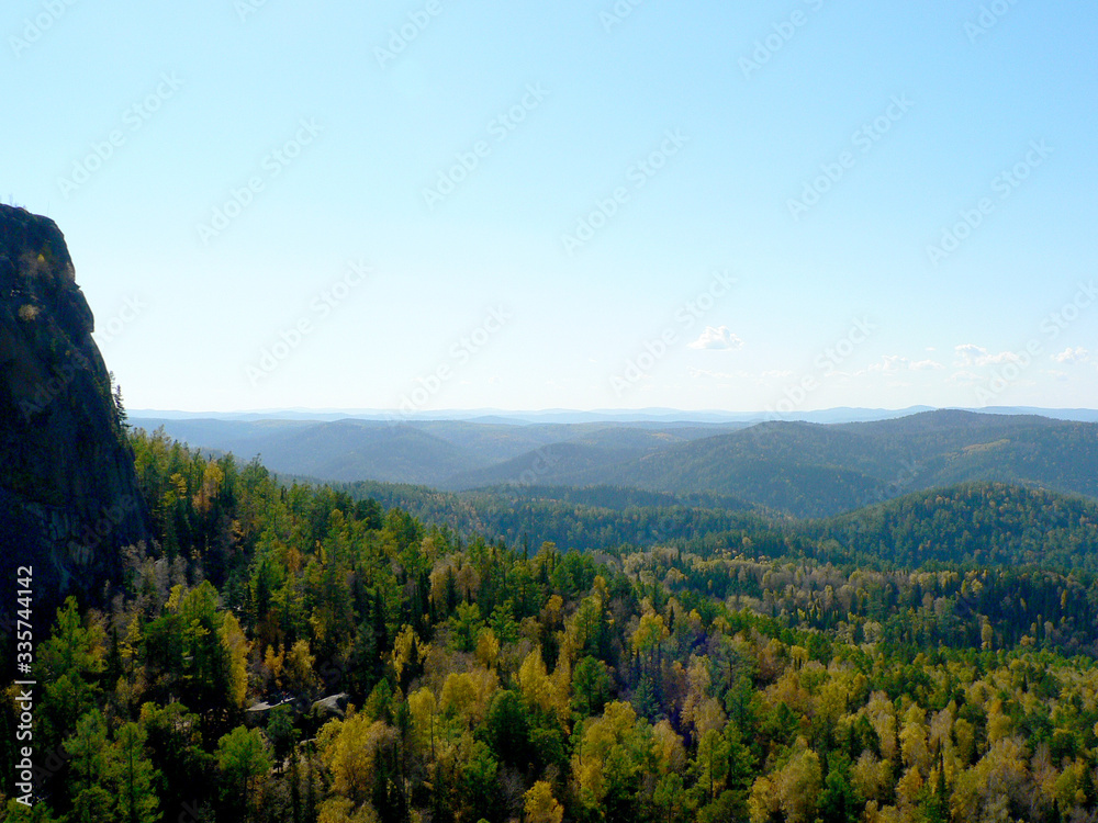 Mountains covered with forest in autumn Mountains covered with forest in autumn