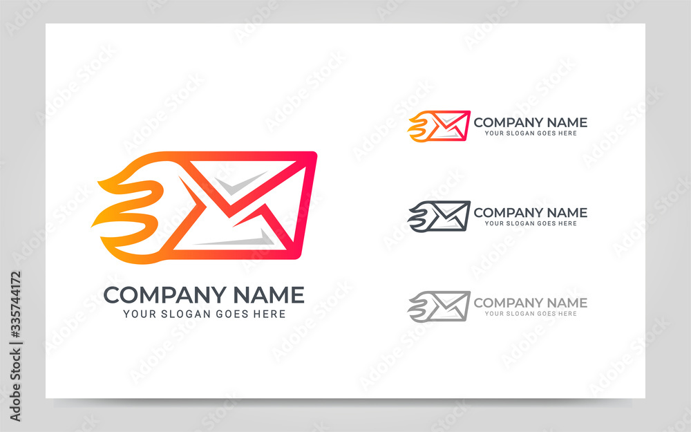 Modern fire mail logo design. Editable logo design. Vector graphic illustration Modern fire mail logo design. Editable logo design. Vector graphic illustration