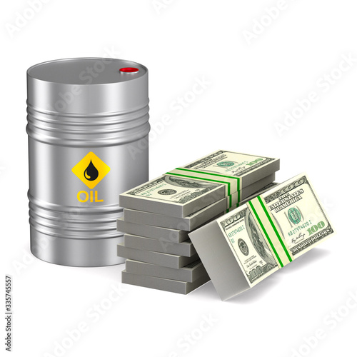 metallic barrel and money o...