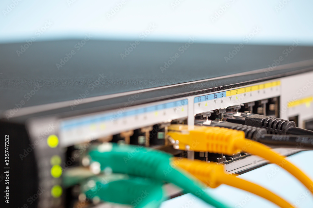 Network switch and connected different ethernet cable Network switch and connected different ethernet cable
