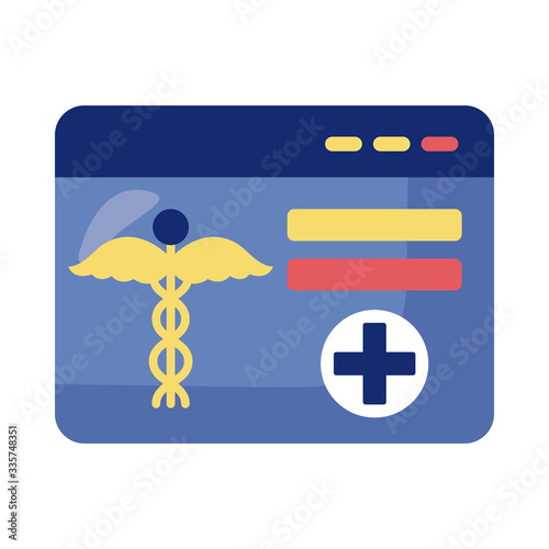 webpage with medical symbol health online detaild style