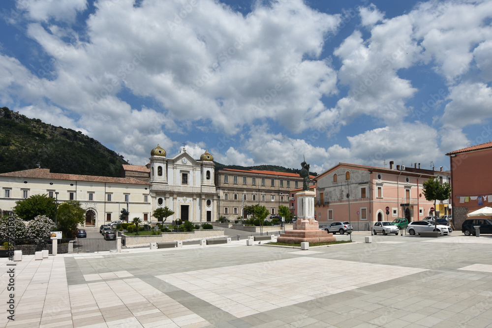 Images  of the square of Cerreto Sannita, a village in the province of Benevento in Italy