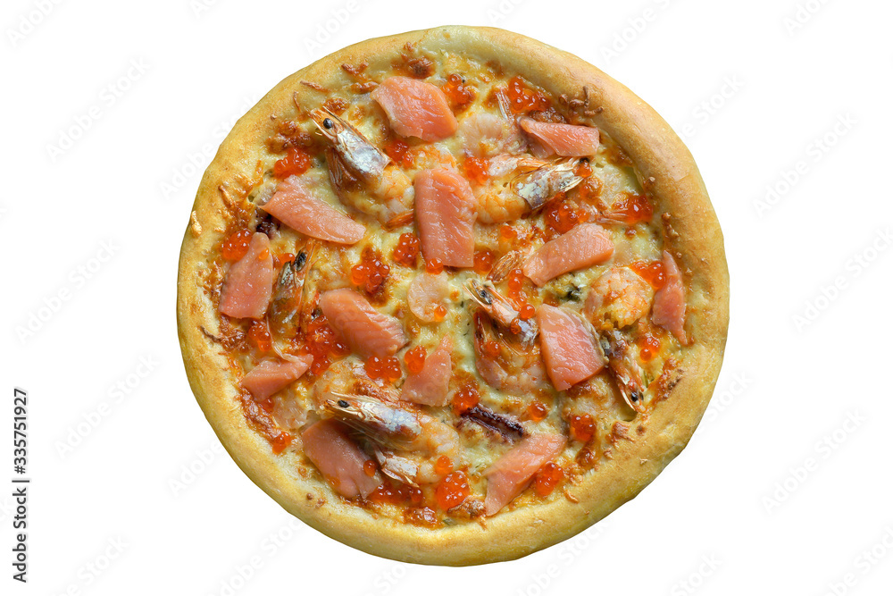 seafood pizza isolated on white background