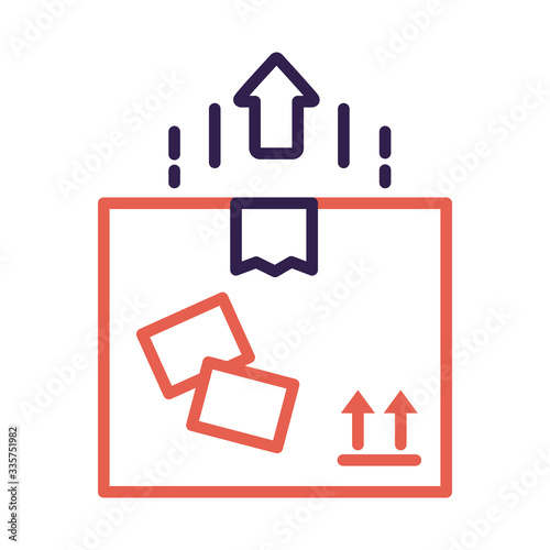 arrow up with box carton packing postal service line style
