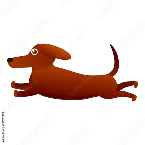 Running scared dachshund icon. Cartoon of running scared dachshund vector icon for web design isolated on white background