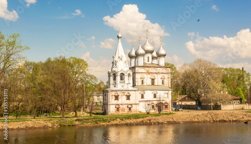 The ancient church of John Chrysostom on banks of river in Vologda