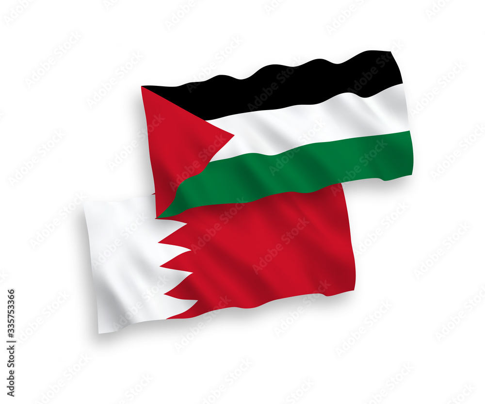Flags of Palestine and Bahrain on a white background