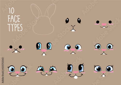 Cartoon Character Rabbit Doll Face Design