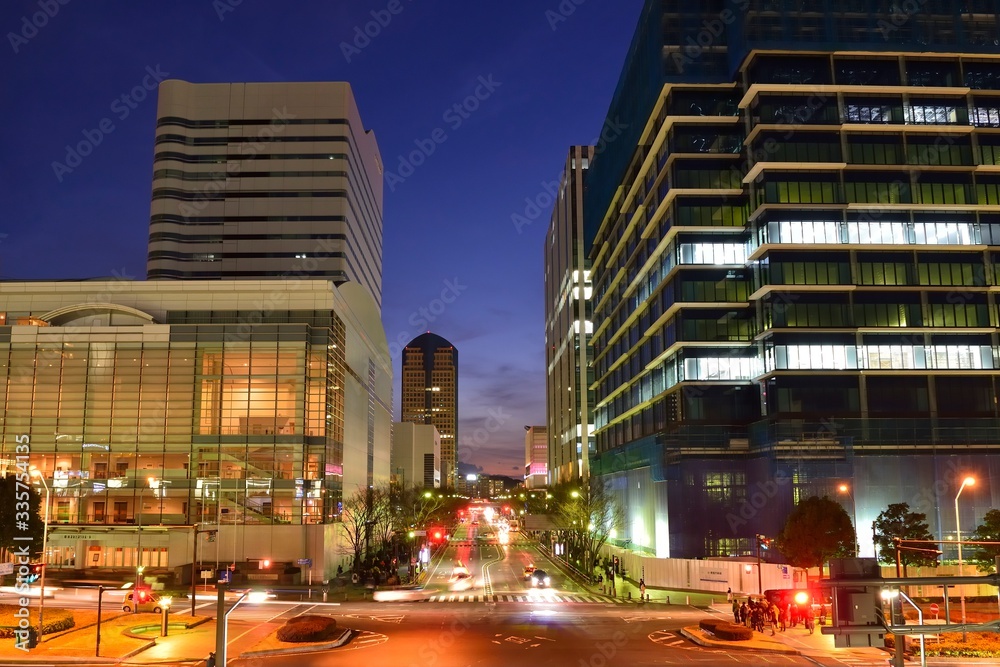 Fototapeta premium パシフィコ横浜前 交差点 夜景