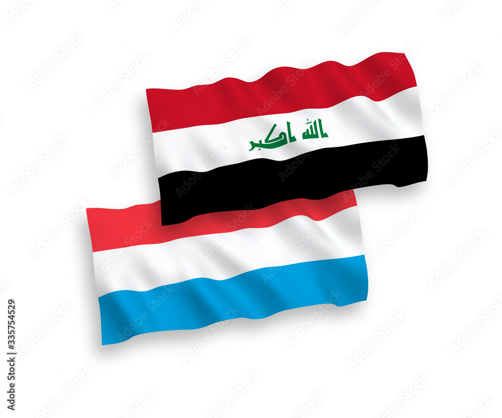 Flags of Iraq and Luxembourg on a white background Flags of Iraq and Luxembourg on a white background