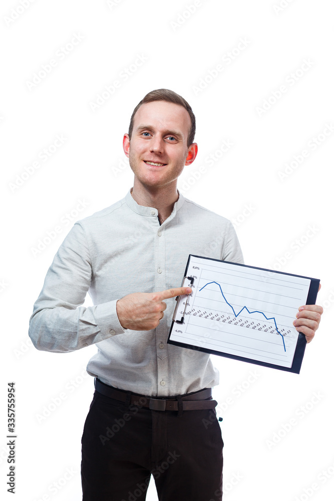 man businessman, a teacher, a mentor, study and sign documents a new Business Projects. Isolated on white background man businessman, a teacher, a mentor, study and sign documents a new Business Projects. Isolated on white background