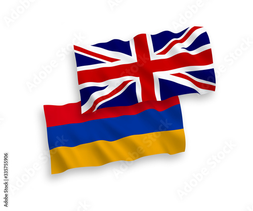 Flags of Great Britain and Armenia on a white background