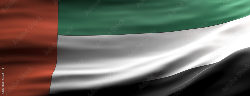 United Arab Emirates national flag waving texture background. 3d illustration