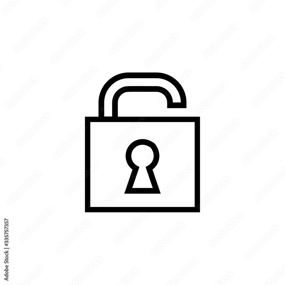 Open Padlock icon vector. Unlock flat line design sign Open Padlock icon vector. Unlock flat line design sign