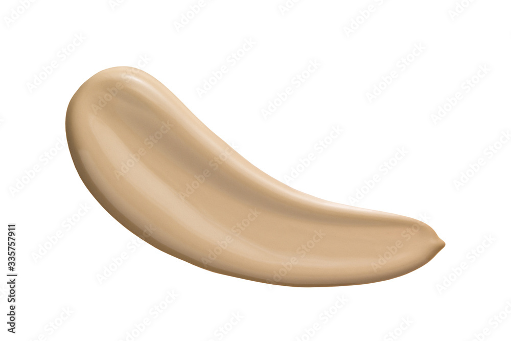 Makeup liquid foundation, light brown cream concealer swatch smudge smear isolated on white background. BB CC cream texture Makeup liquid foundation, light brown cream concealer swatch smudge smear isolated on white background. BB CC cream texture
