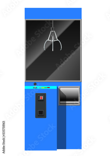 A vector illustration of an empty arcade type claw grabber game on an isolated white background