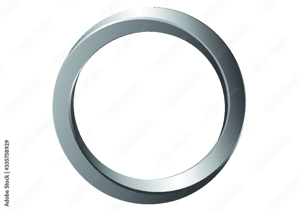 A vector illustration of a ring twisted to represent infinity made of shiny steel on an isolated white background A vector illustration of a ring twisted to represent infinity made of shiny steel on an isolated white background