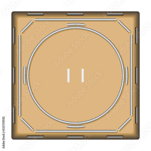 A vector illustration of an empty traditional sumo wrestling ring made with sand on an isolated white background