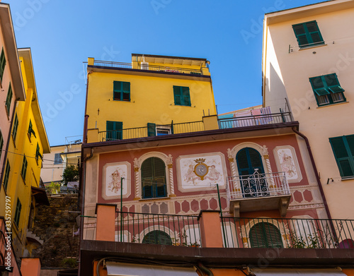 Cinque Terre coast and small towns with vibrant colorful houses in La Spezia, Italy