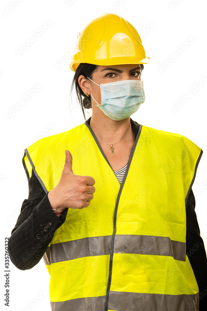 Successful worker with protective mask