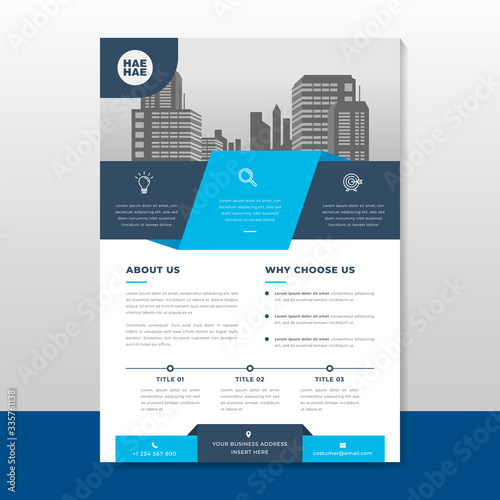 Corporate business flyer poster pamphlet brochure cover template design with blue color on a4 paper size. For marketing, business proposal, promotion, advertise, publication, cover page