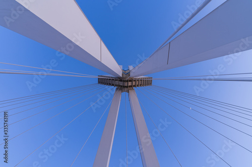 02.04.2020, Ludwigshafen: Light trails of cars on a bridge at Ludwigshafen in Germany. photo