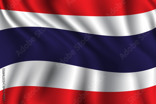 Fluttering waving national Thai flag texture abstract background