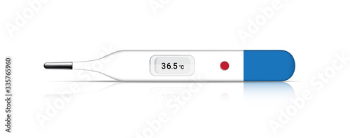 Mock up Realistic Thermometer Medical for fever check. Hospital Tool concept design on white background. Object Vector illustration