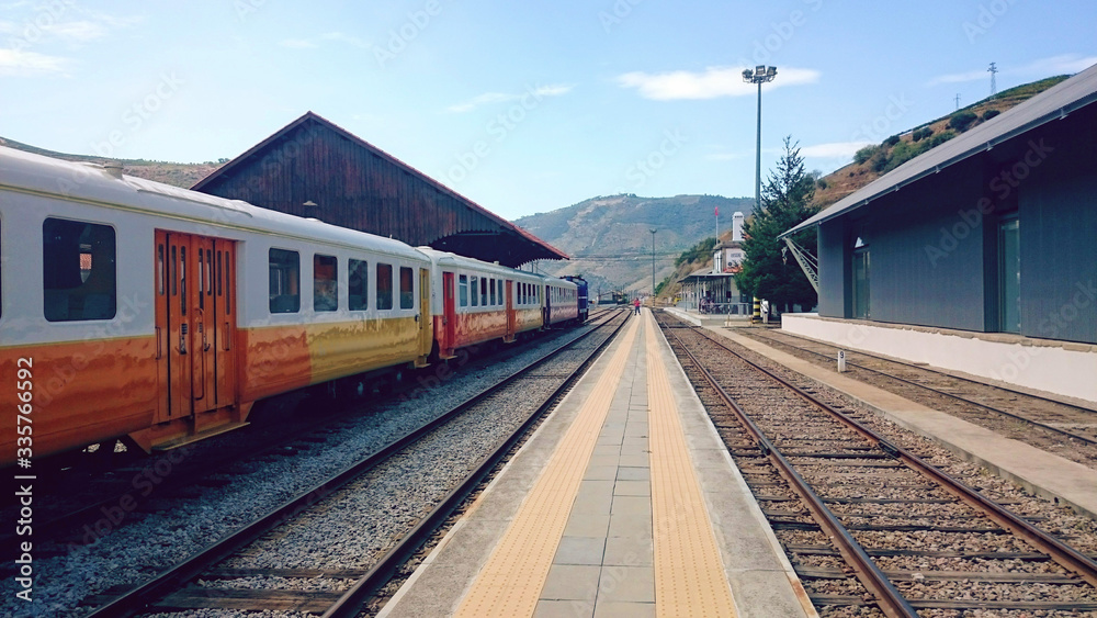 Train On Railway In Douro Valley, Portugal