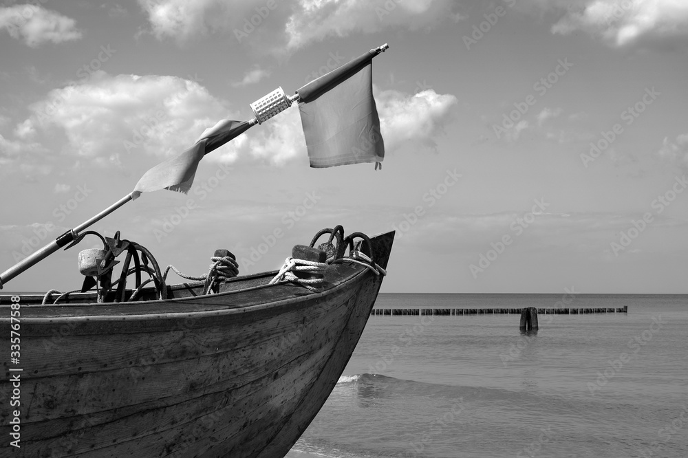 Fischerboot auf Usedom, Ostsee - obrazy, fototapety, plakaty 