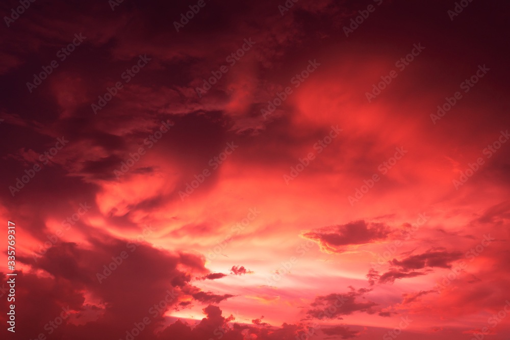 red dramatic cloudy sunset sky nature background