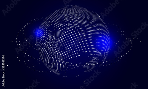 Abstract concept earth, internet connection, virtual reality and science and technology background, artificial intelligence and cloud computing, big data