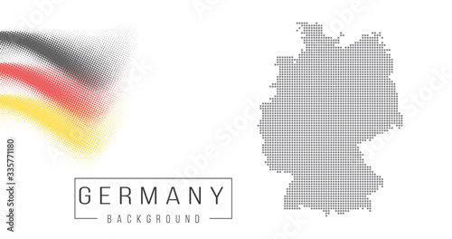 Ukraine country map backgraund made from abstract halftone dot pattern, Flag concept. Vector illustration isolated on white background