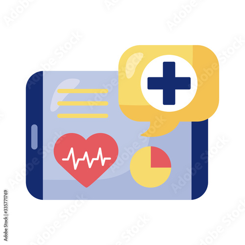 tablet with heart cardio health online detaild style