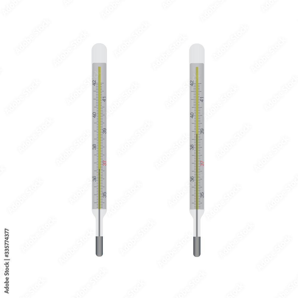 Medical thermometer. A mercury thermometer measures the temperature. Vector illustration Medical thermometer. A mercury thermometer measures the temperature. Vector illustration