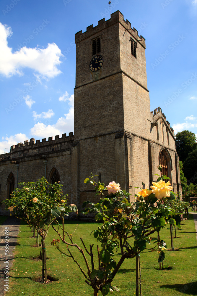 Fototapeta premium Bibury (England), UK - August 05, 2015: The church in Bibury village, Gloucestershire, England, United Kingdom.