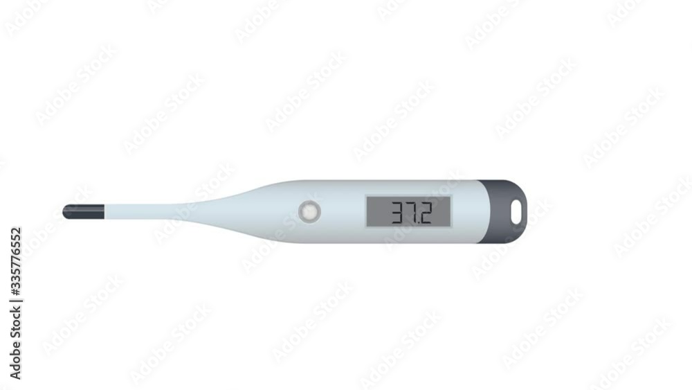 Medical thermometer. Animation of the thermometer, alpha channel enabled. Cartoon