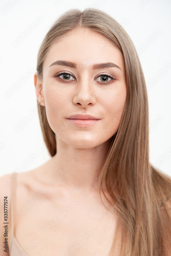Portrait of a pretty blonde girl with nude makeup Portrait of a pretty blonde girl with nude makeup
