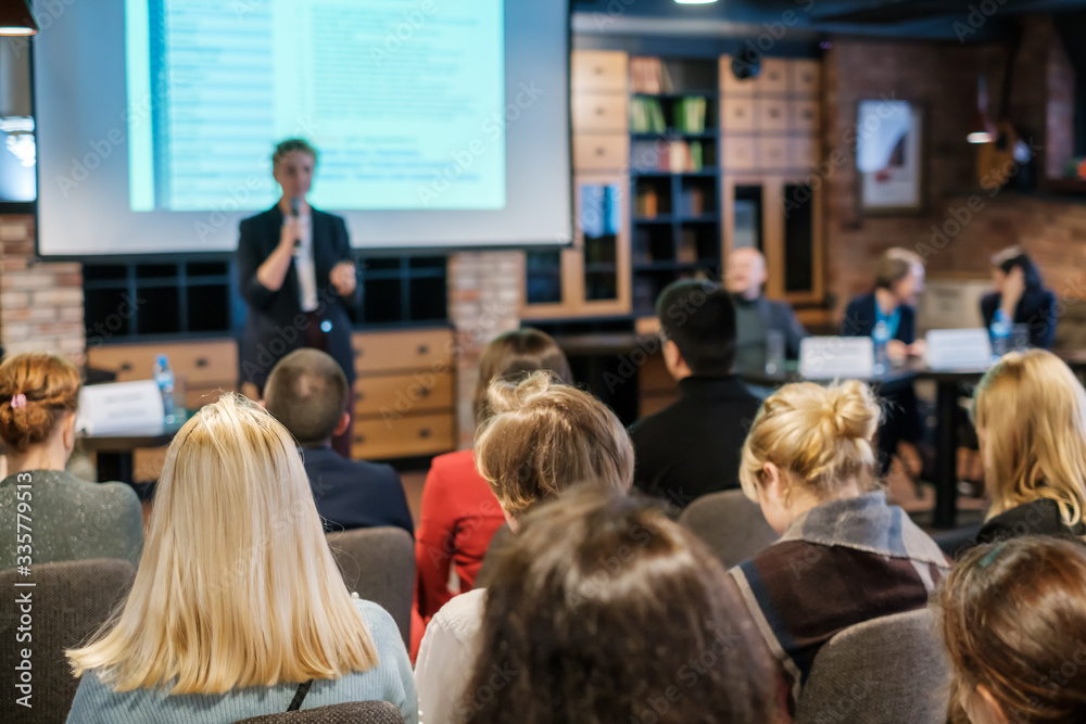custom made wallpaper toronto digitalAudience listens lecturer at workshop
