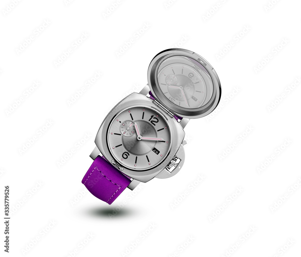 violet leather watch for men