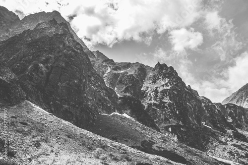 High Tatras. Western Carpathian mountains. The Tatra National Park in the Rybi Potok (the Fish Brook) Valley, Zakopane, Poland.