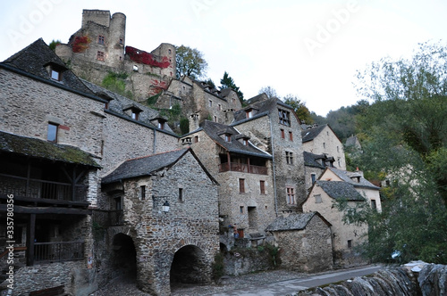 BELCASTEL, AVEYRON, OCCITANIA, FRANCE, EUROPE, AUTUMN 2018. Medieval town of Belcastel. photo