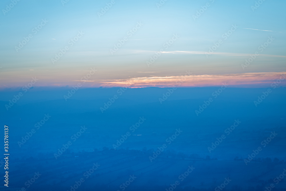 Hazy Twilight Sky Over British Countryside Hazy Twilight Sky Over British Countryside