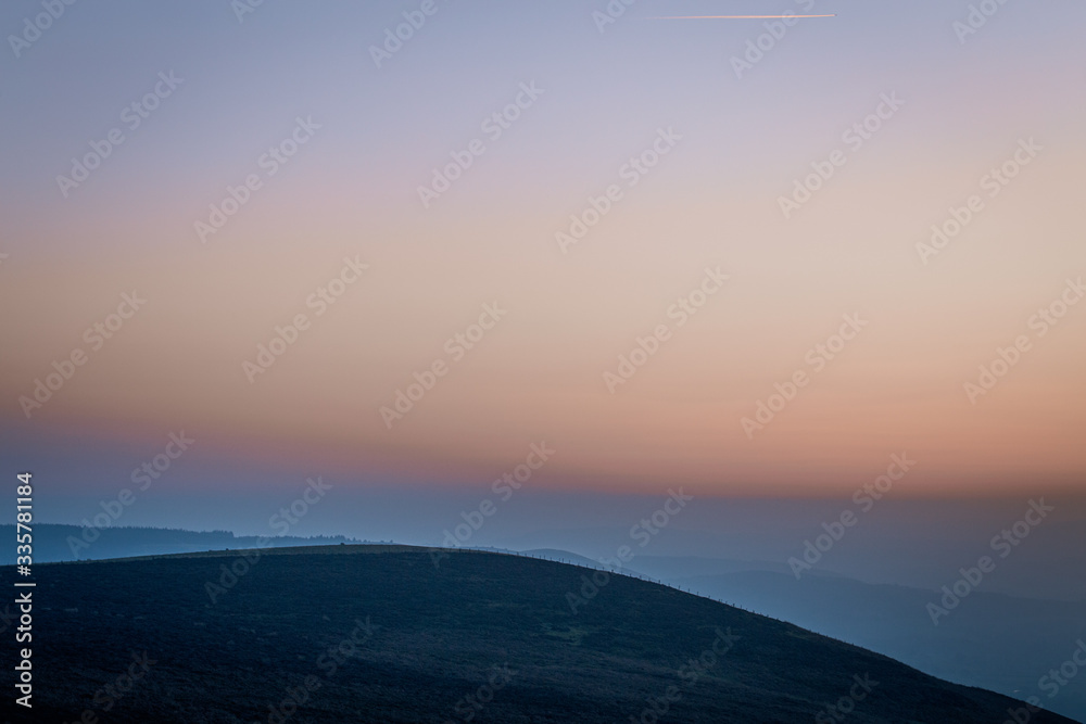 Hazy Twilight Sky Over British Countryside